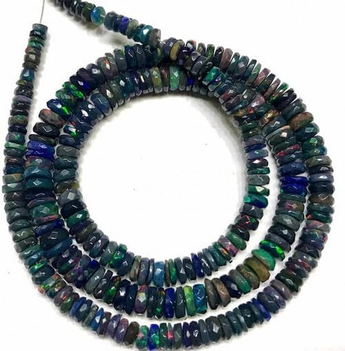 13 inch Strand of gem Black Ethiopian Opal 4-8mm rondelle Faceted Beads for DIY Jewelry Making. Black Ethiopian Opal Beads Strand CHIK-STNRD-47266