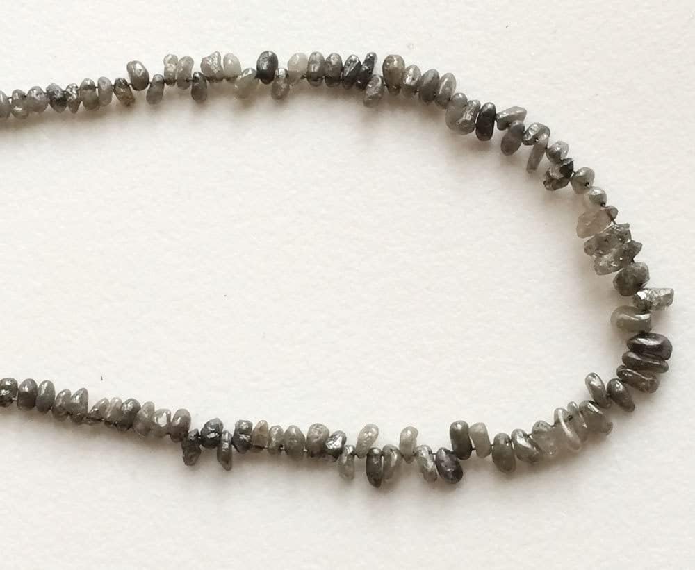 2.5mm - 6.5.mm Gray Rough Diamond Tumbles, Gray Raw Diamond Beads, Gray Diamond Drilled, Loose Diamonds, Diamond For Jewelry (3.5IN To7IN), 2.5 MM - 6.5 MM