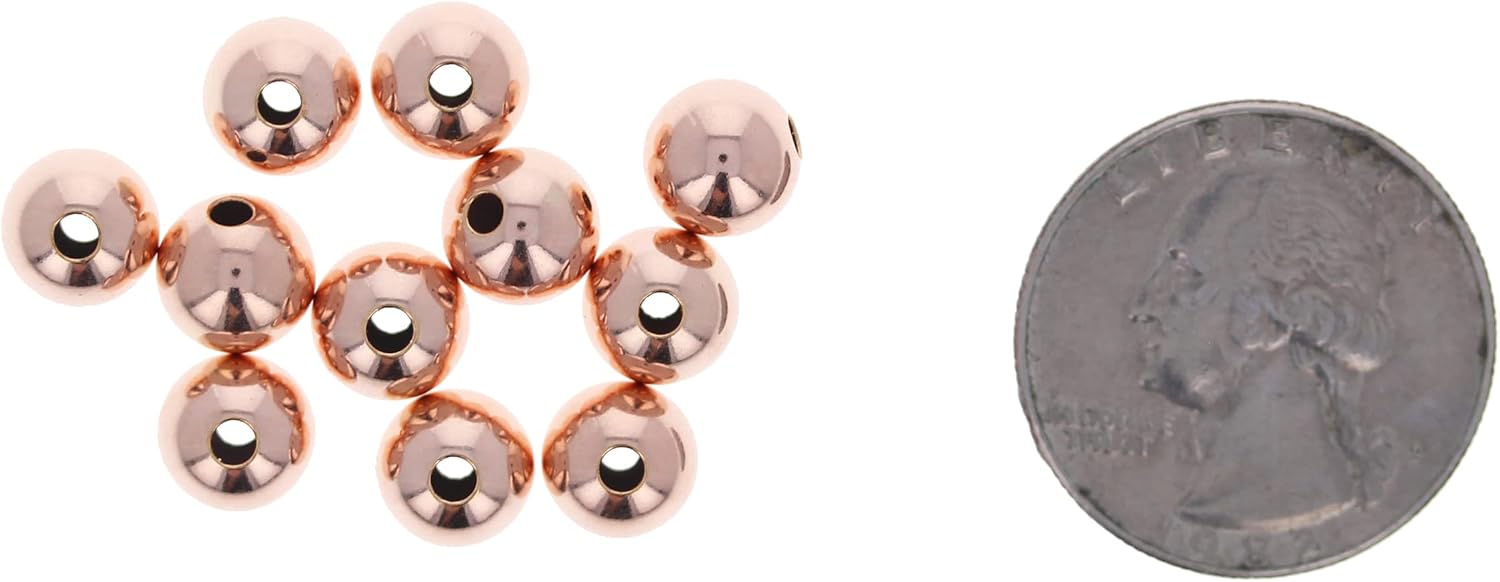 Rose Gold Filled 8mm Round Beads, 50 Pieces of Sterling Silver 8mm Round Beads with Pink Rose Gold Filling Seamless Rose Gold Beads