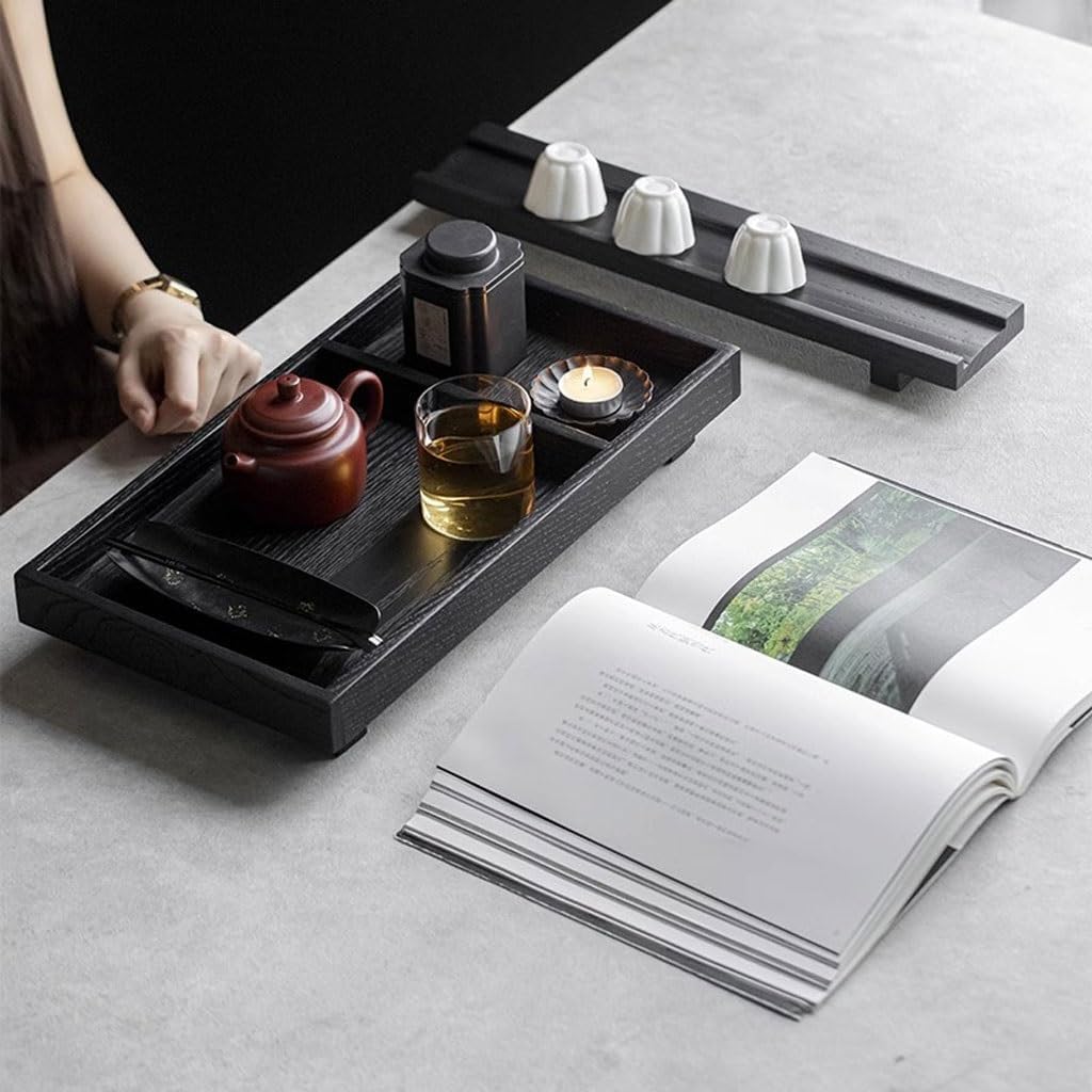 Tray Simple Tea Table Solid Wood Tea Tray Living Room Compartment Snack Dried Fruit Coffee Dessert Tray Serving Trays