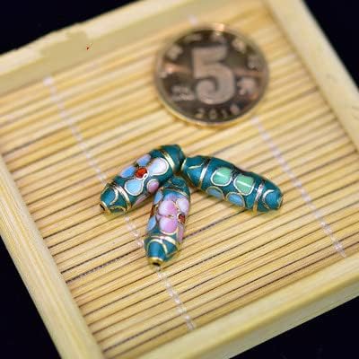 Vintage Polished Cloisonne Filigree Rectangle Beads for Jewelry Making Parts Handcrafts Copper Enamel Accessories DIY Earrings Bracelet Necklace (Green (10 Piece))