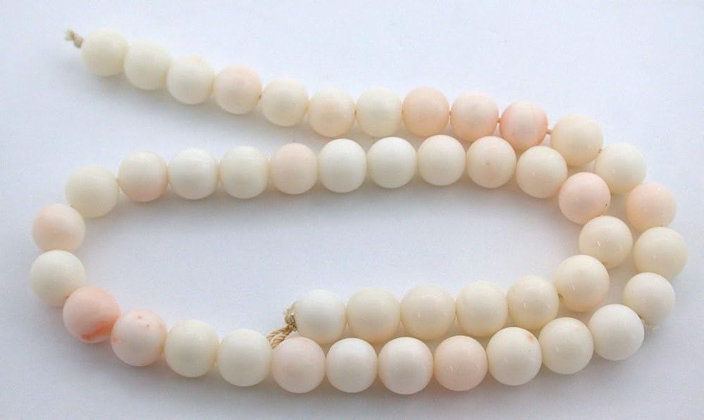 Vintage 8.5-8.9mm Round Italian Angel Skin Coral Bead 15