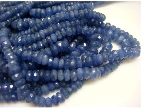 BEADS GEMSTONE 9 Strand Natural Sapphire Faceted Rondelles - 5mm to 2mm - 9 Strands - 20 Inches to 14 Inches Code-HIGH-16576