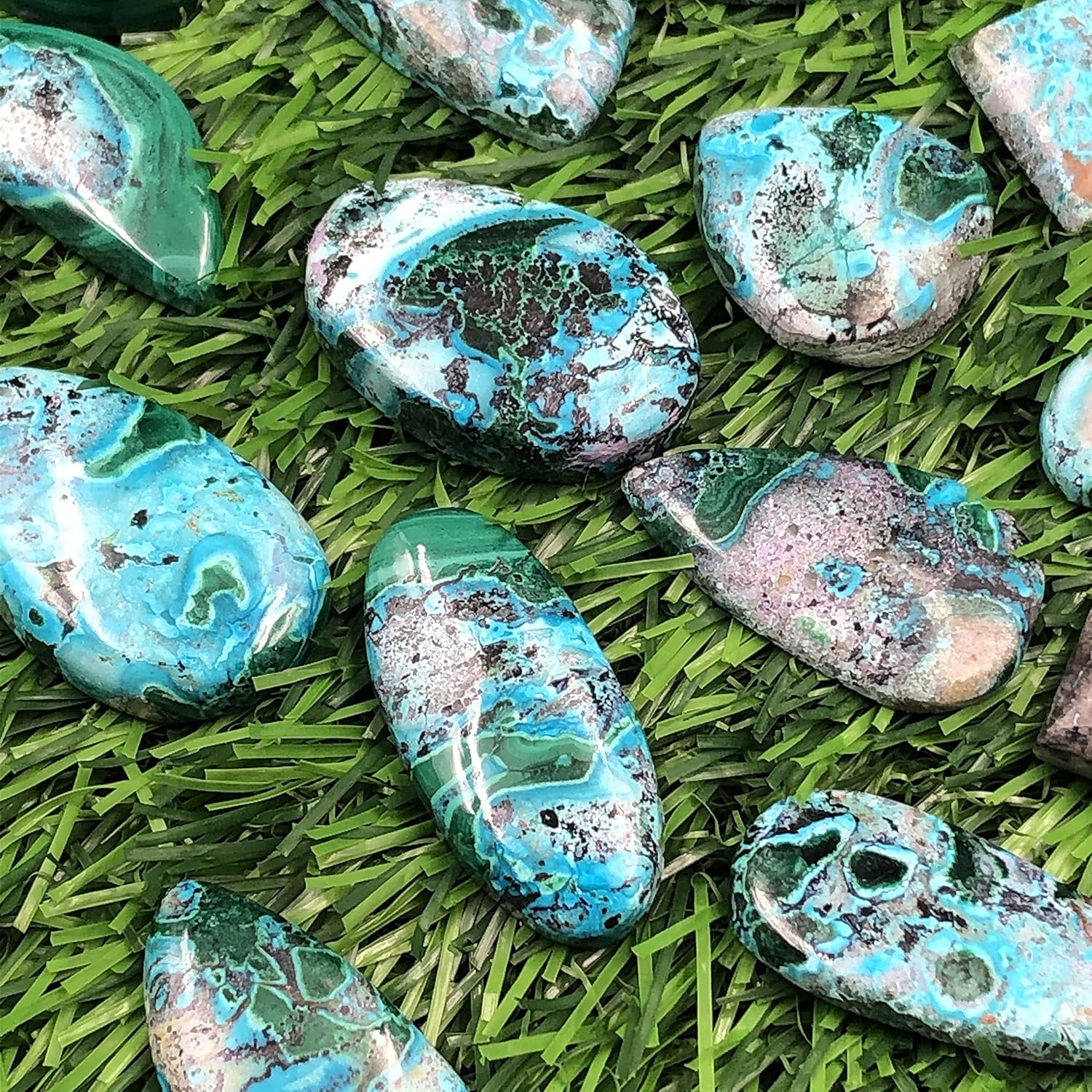 Natural CHRYSOCOLLA N Gemstone Loose Cabochon Lot For Jewelry Making, Loose Gemstone For Ring, Earring & Pendant Necklace, Jewelry Making Cabochons, Healing Gemstones