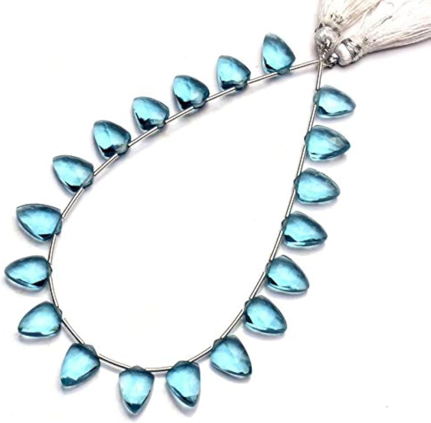 GEMZ 10 inch Strand of Natural Teal Blue Aquamarine Quartz tie Shape Faceted Cut Blue Color briollete Beads for DIY Jewelry Making- Earring Necklace Bracelet.