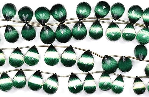 3 Matched Pairs Super Finest Bio Green Tourmaline Quartz Step CutTeardrops Shape Briolette-12x16MM