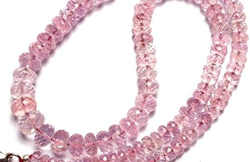 LKBEADS 1 Strand Natural Morganite (Pink Beryl) 5 to 12mm Faceted Rondelle Beads 16.5 Inch