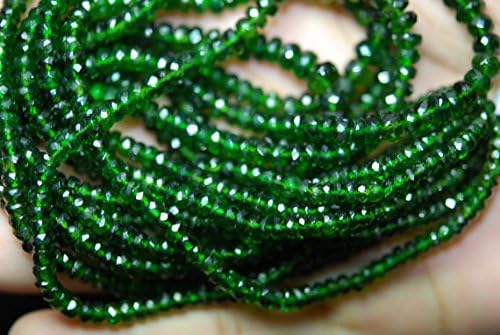 13 inch Natural Beads Strand of 4.5-4mm Faceted rondelle Chrome Diopside Gemstone Beads for DIY Jewelry - Necklace, Bracelet, Earring, Ring.