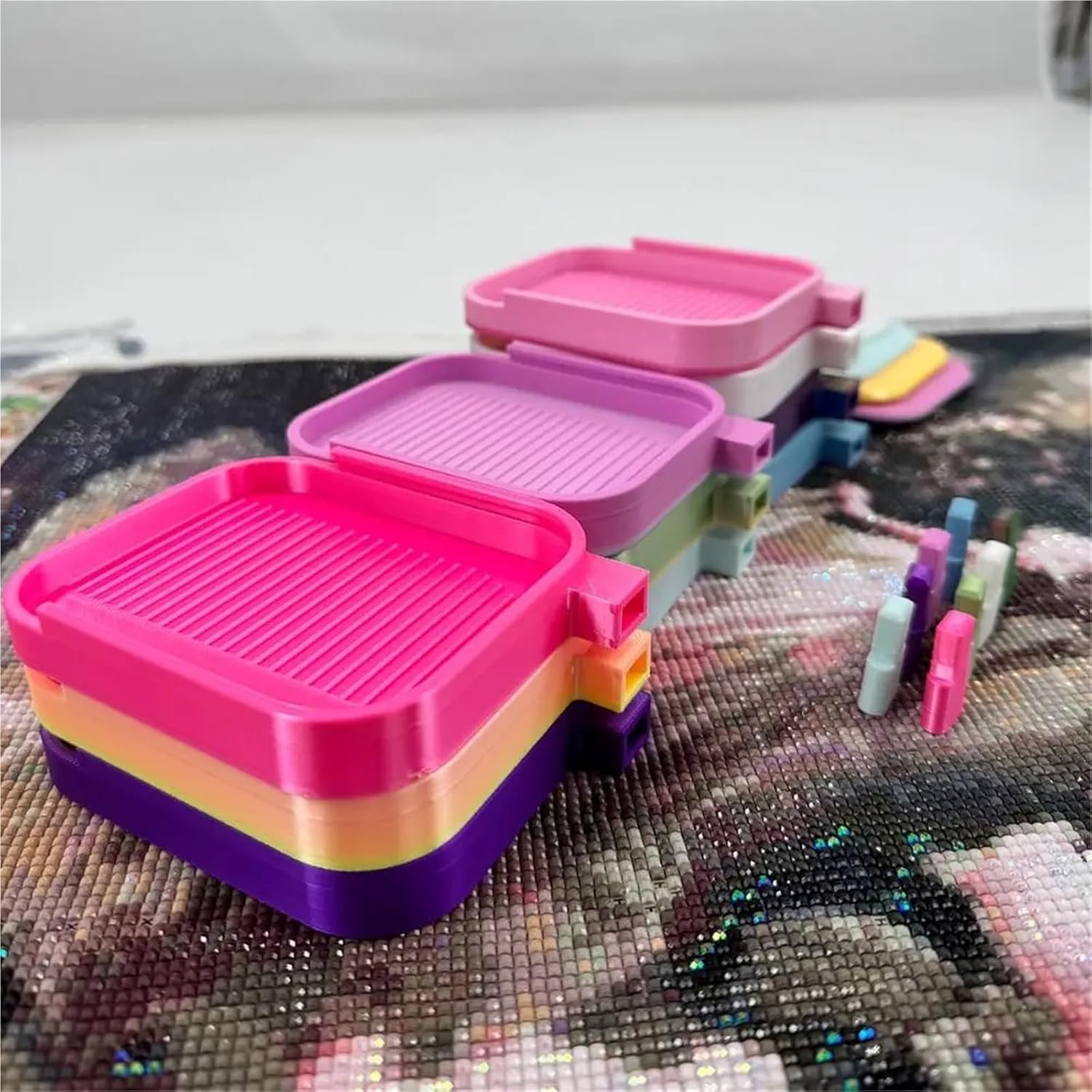 4/10pcs DIY Craft Large Diamond Painting Tray Capacity Beading Plates Beads Sorting Storage Embroidery with Cover(C,10pcs)