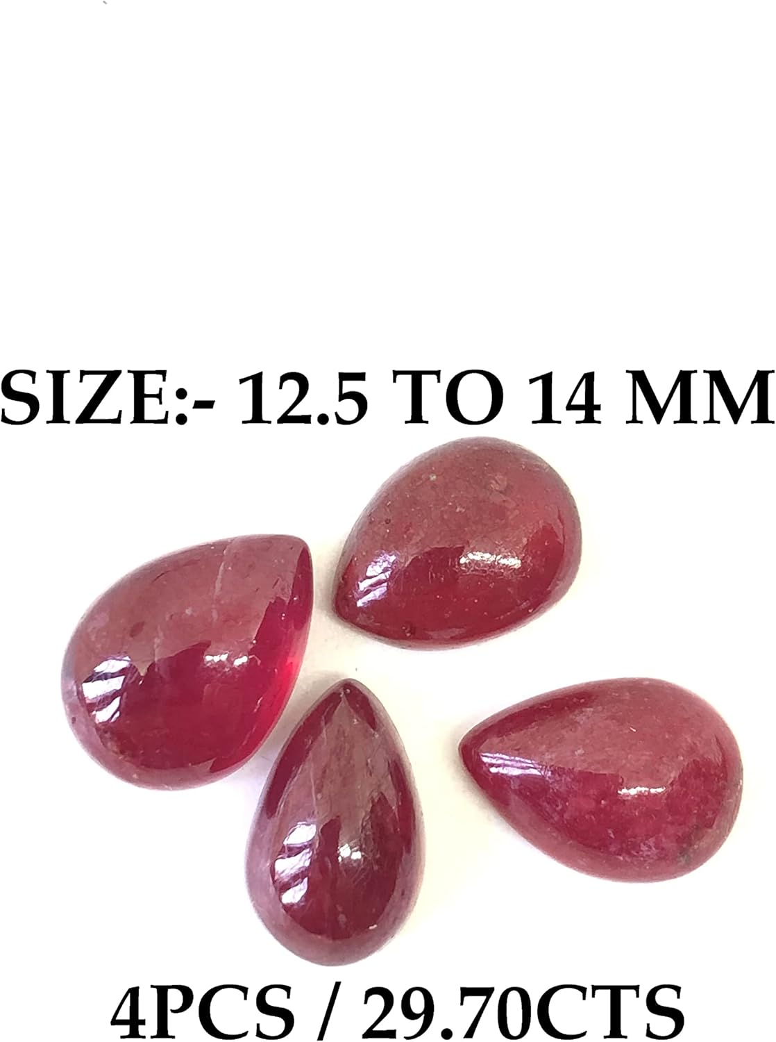 29.70 Ct Deep Red Ruby Pear Shape Cabochon Size 12.50 To 14 mm Wholesale 4 Pieces Lot Loose Gemstone Best For Making Jewelry Design Set