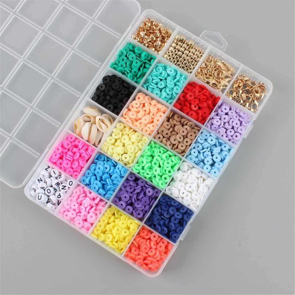 24 Grids of 6mm Soft Clay Beads Flakes Boxed Color Discs Bohemian DIY Jewelry Accessories