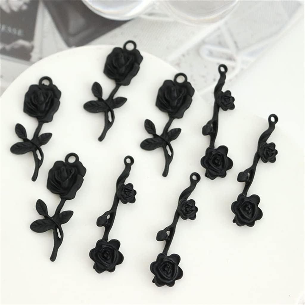 SIDUFHAOPKLL Black Flower Earrings Pendant Accessories Handmade DIY Material Temperament(D)