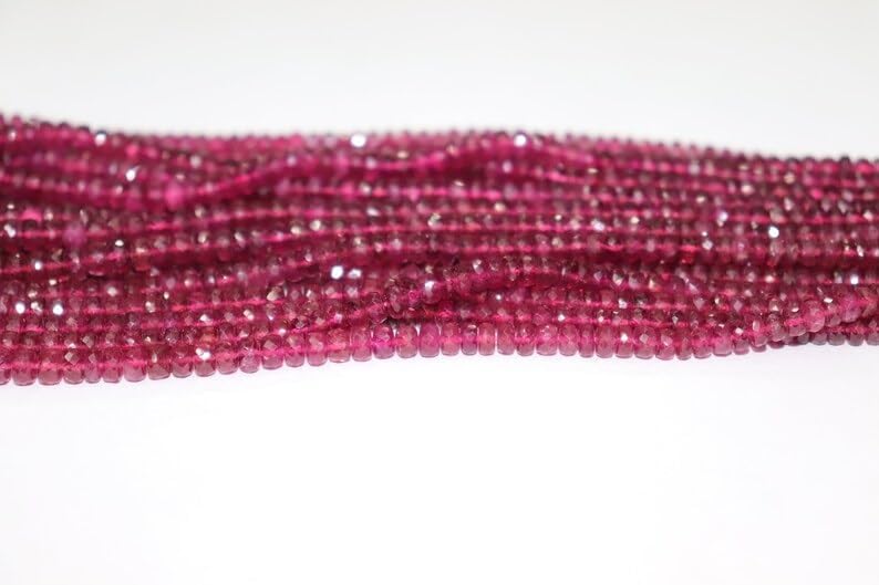 Natural Pink Tourmaline Faceted Rondelle Beads 4-6mm Rubellite Tourmaline Beads for Jewelry Making