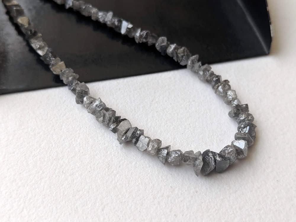 1.5-3.5mm Salt And Pepper Rough Diamond Beads, Raw Uncut Diamond Beads, Diamond Chip Beads Strand (8IN To 16IN Options) - PPD581, 1.5-3.5 MM Approx.