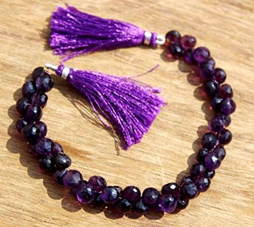 8 Inch Long 6-8 mm Natural African Amethyst Faceted Onion Briolette Beads Code-HIGH-42797