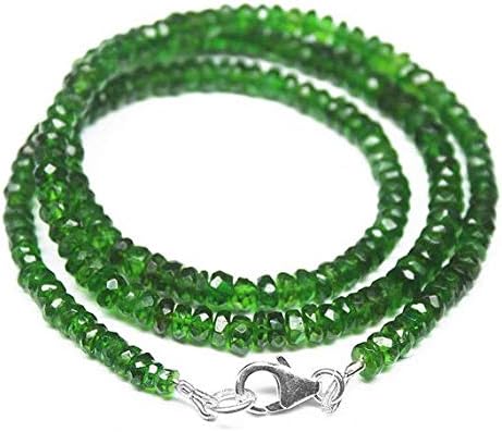 Natural Chrome Green Diopside Faceted Rondelle Micro Gemstone Craft Loose Beads Necklace 18 Inch Long 4.5mm Code-HIGH-26570