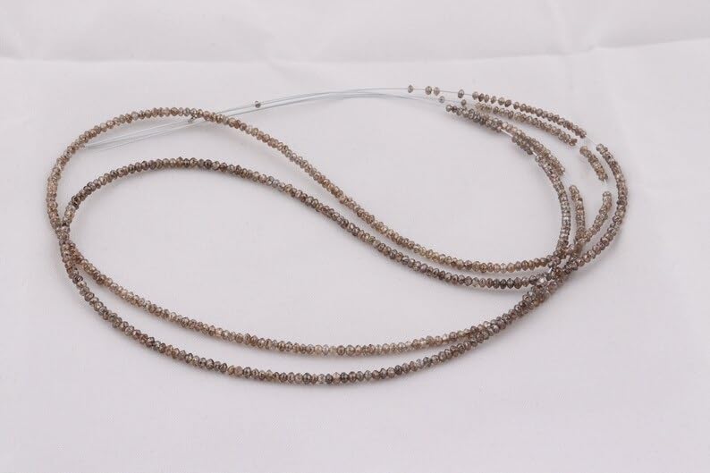 Natural Champagne Diamond Faceted Rondelle Beads 1.8-2.2 mm Brown Diamond Faceted Beads Diamond Rondelle Beads