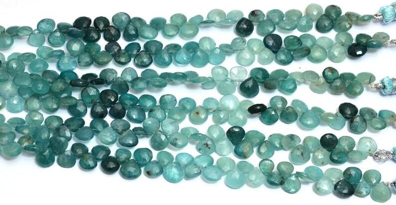 8 inch Strand of Natural grandidierite 8-9mm Heart Faceted briolette Beads for DIY Jewelry Making. |BRIO_03542