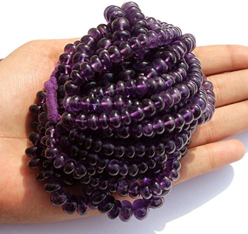 13 inch natural beads strand of 6-11mm smooth rondelle african amethyst gemstone beads for DIY jewelry - necklace, bracelet, earring, ring.