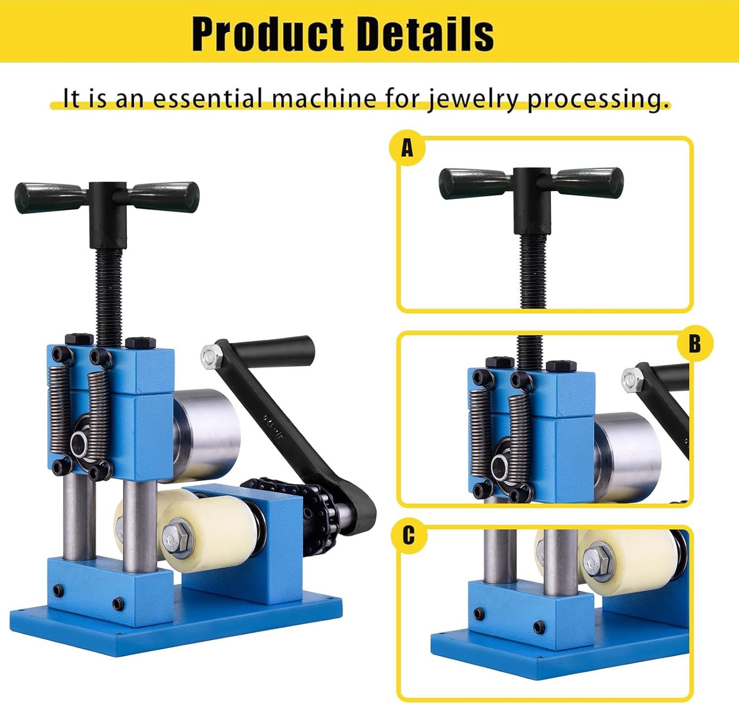 Hand Crank Ring Bending Machine | Multi-Functional Jewelry Press Rolling Ring Tool | Hand-Cranked Metal Processing Maker Crafts Tool for Aluminum Copper Silver Earring