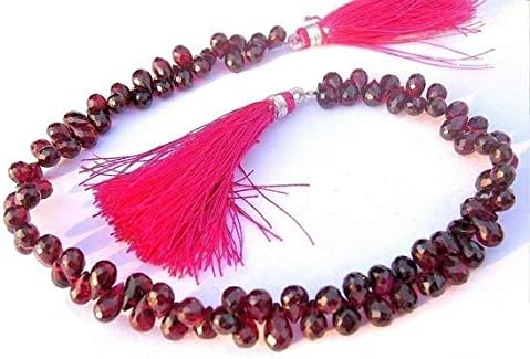13 inch natural beads strand of 6x5-9x5mm faceted drop garnet gemstone briolletes beads for DIY jewelry - necklace, bracelet, earring, ring.