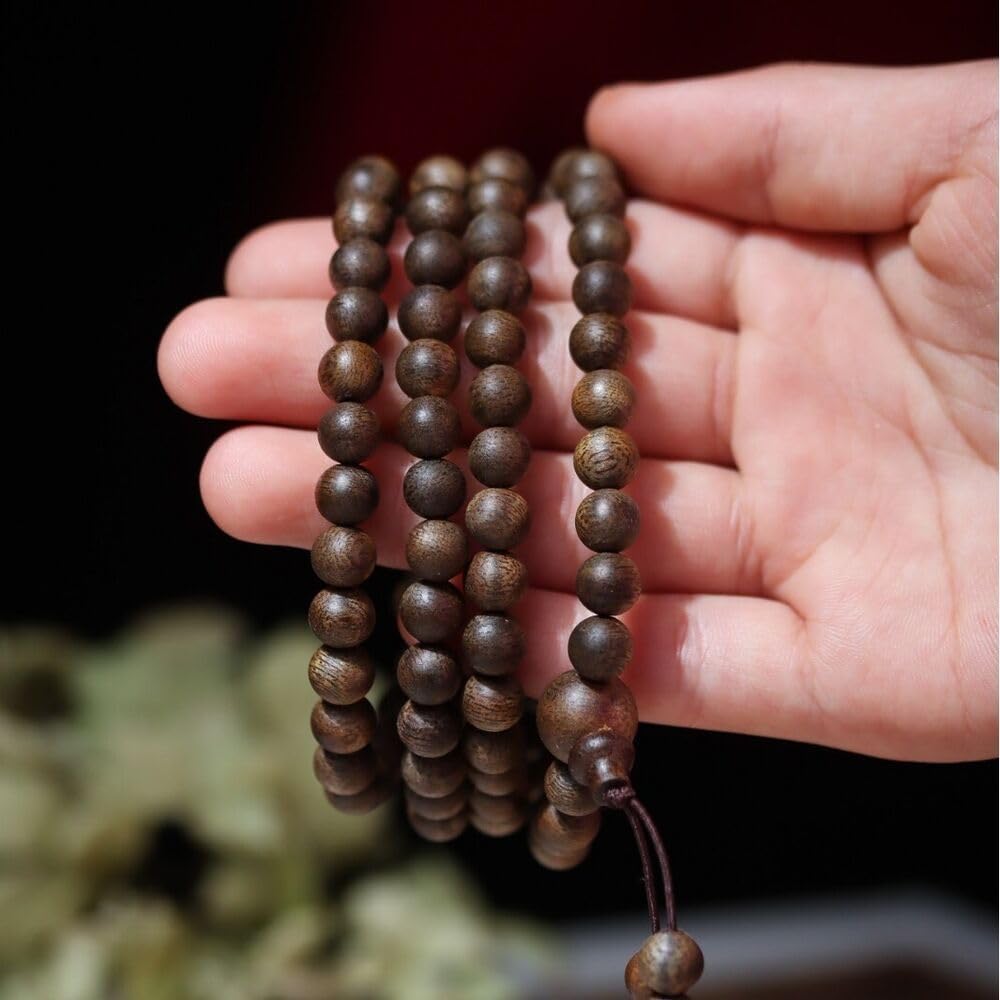 Agarwood 6mm Nha Trang White Chess Agarwood 108 Buddha Beads Rosary Sinking Grade