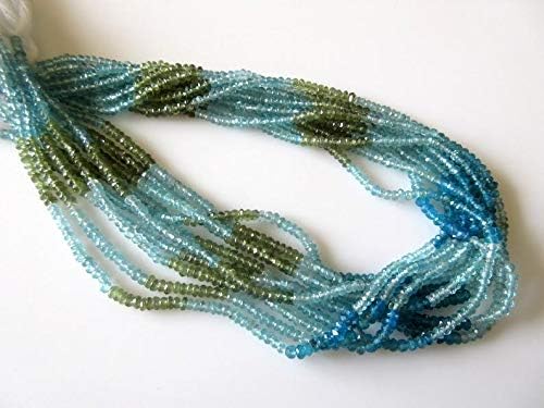 50 Strands Wholesale Natural Blue Apatite Green Apatite Rondelle Bead,3mm Faceted Rondelle Beads,Multi Color Apatite Beads,13.5 Inch Strand