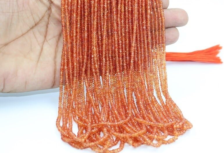 AAA+ Quality Padparadcha Orange Sapphire Faceted Rondelle 2.5-3mm Beads Strand for Jewelry Making Natural Orange Sapphire Dainty Minimalist Beads