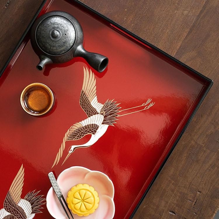 Foodtray Shanjia Lacquerware Zhu Yuhe Tea Tray Household Set Rectangular Dessert Lacquer Dining Serving
