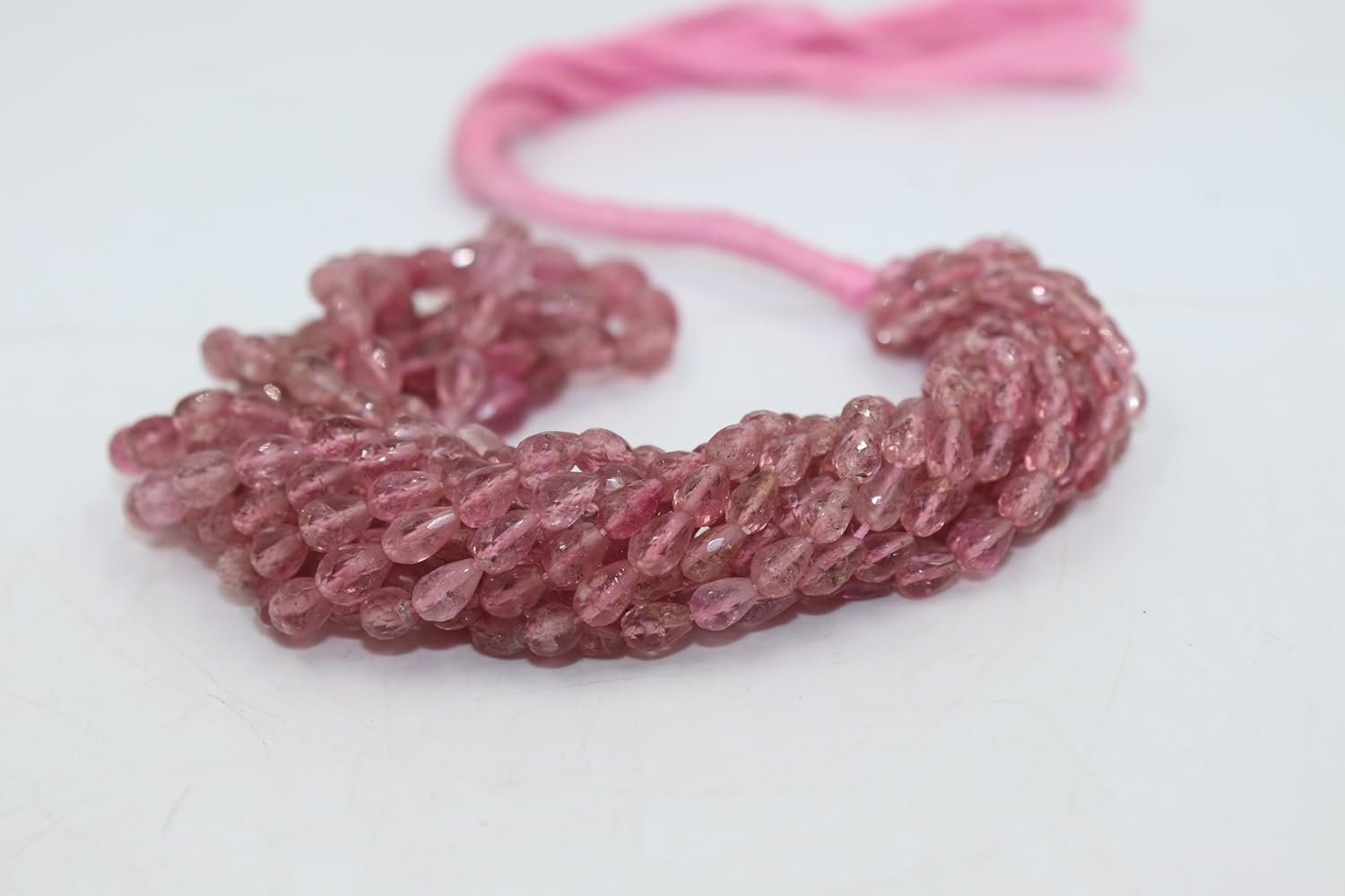 Natural Pink Tourmaline Faceted Drop Beads, AAA+ Quality, 5x7mm Size, Crystal Gemstone Strand for Jewelry Making