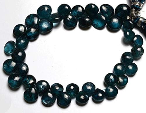 1 Strand Natural 8 inch Natural Gemstone Super Dark Green Kyanite Smooth Heart Shape Briolettes Beads 7 to 10 MM Code-HIGH-28529