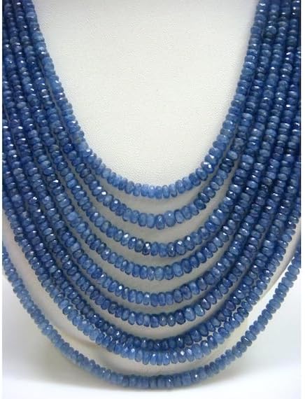 BEADS GEMSTONE 9 Strand Natural Sapphire Faceted Rondelles - 5mm to 2mm - 9 Strands - 20 Inches to 14 Inches Code-HIGH-16576