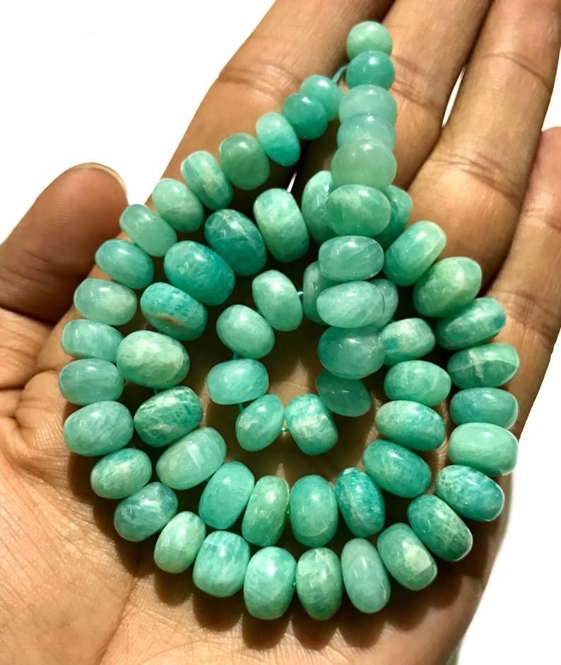 Natural Amazonite rondelle soomth Beads 7x11mm 19 inch Long String Jewelry Making Gemstone Beads for Necklace Bracelet