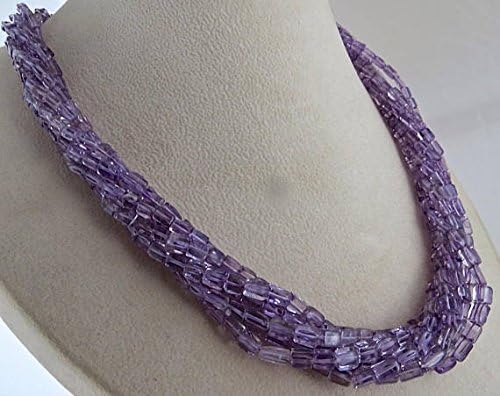 7 line natural brazilian amethyst fancy tube beads necklace 24 inches 5mm