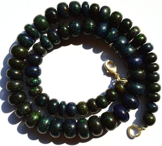 1 Strand Natural Australian Matrix Black Opal Big 8 to 11MM Smooth Rondelle Beads 16.5 Inch