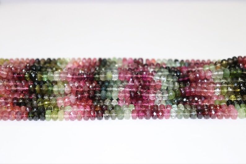 Multi Tourmaline Faceted Rondelle Beads 6 mmTourmaline Beads Tourmaline Rondelle Beads Wholesale Beads for Making Jwelery