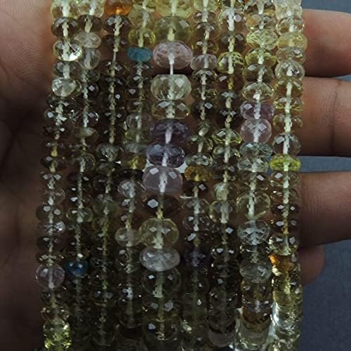 13 inch Strand of Natural gem Multi Stone, 6x7mm Rondelles Faceted Beads for DIY Jewelry Making. | Beads_05592
