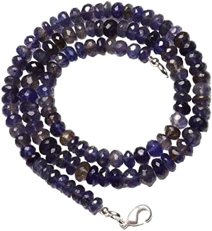 Hand_Crafted 22 Inch Natural Iolite 6-7 mm rondelle Faceted Beads for Jewelry Making -YO-NECK-20541