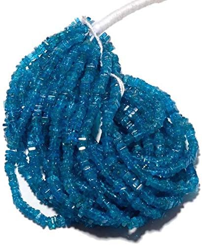 16 Inches Full 5 Strands Blue Neon Apatite Square Heishi Beads, Size 5mm Gemstone Beads Code-HIGH-50211