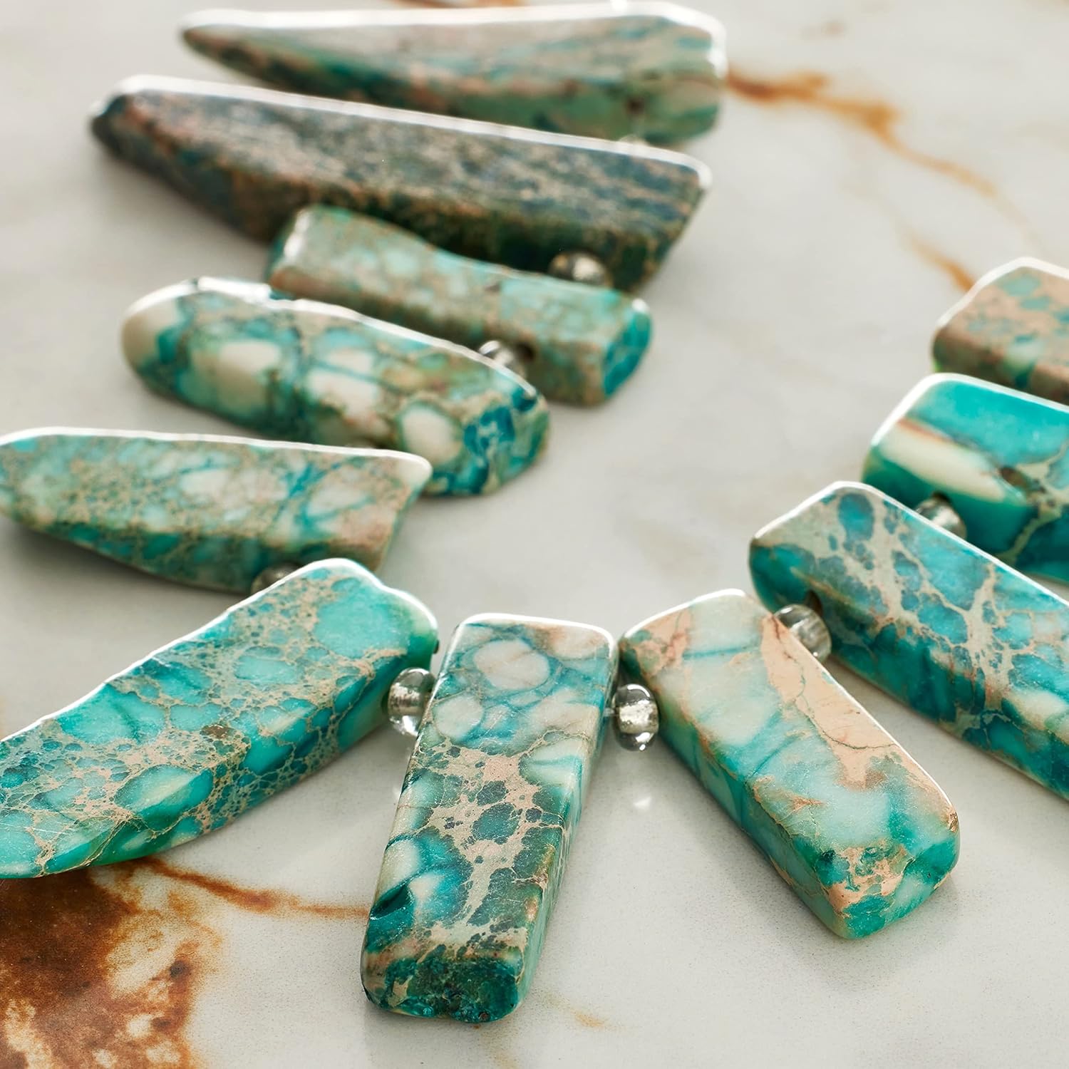 Bead Landing 12 Pack: Aqua Jasper Stick Beads, 25mm Sedona