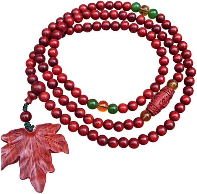 Mascot Wooden Crafts Wood Carving Art Wood Decoration Artwork 小叶紫檀一叶知秋 佛珠手串手链圆 润饱满光滑细腻 柔软丝滑送礼(0.8 * 108颗)