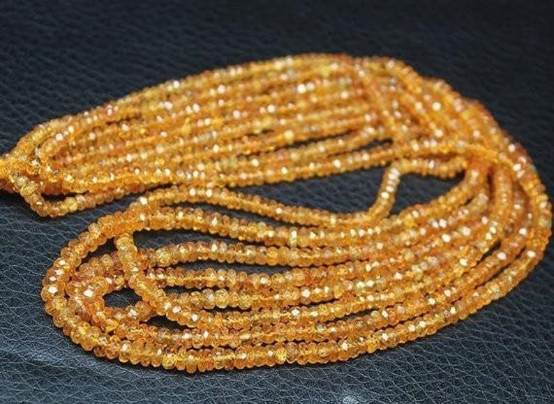 13 inch Strand of Natural gem Orange Spessartine Garnet, 3-3.5mm Rondelle Faceted Beads for DIY Jewelry Making. | Beads_05975