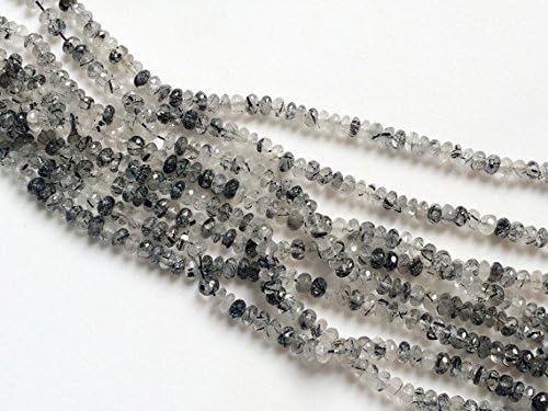 1 Strand Natural Black Rutile Quartz Faceted Rondelle Beads, Rutilated Quartz Beads, Rutile Quartz Necklace, 7mm, 6 Inch