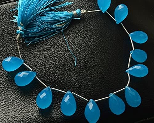 7 inch Strand of Natural Chalcedony 14-17mm Drop Faceted briolette Beads for DIY Jewelry Making. |BRIO_01637
