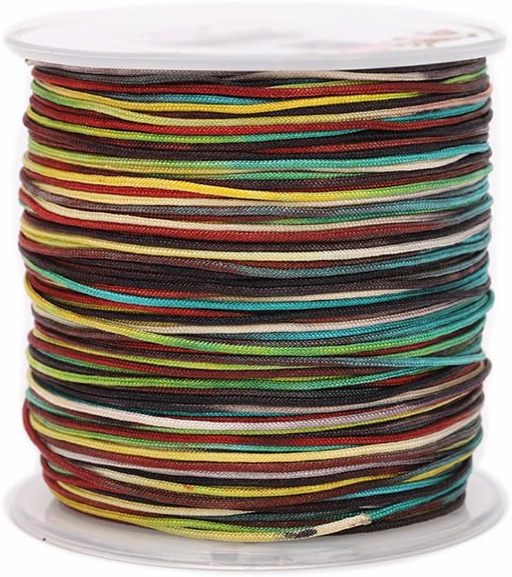 Beading String, Braided Nylon Beading Cord Gradient Chinese Knotting Rattail Macrame Thread String Roll for Jewelry Making Beading Macramé Wrapping Supplies DIY Crafts(29)