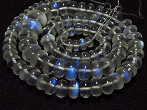 13 inch natural beads strand of 4.5-9mm smooth rondelle srilanka ceylon moonstone gemstone beads for DIY jewelry - necklace, bracelet, earring, ring.