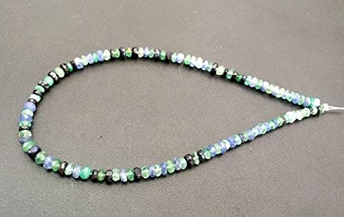 BEADS GEMSTONE 1 Strand Natural Sapphire Faceted Rondelle Beads, Emerald Sapphire Necklace, Original Emerald & Sapphire, 3-4mm, 16 Inch Code-HIGH-19354