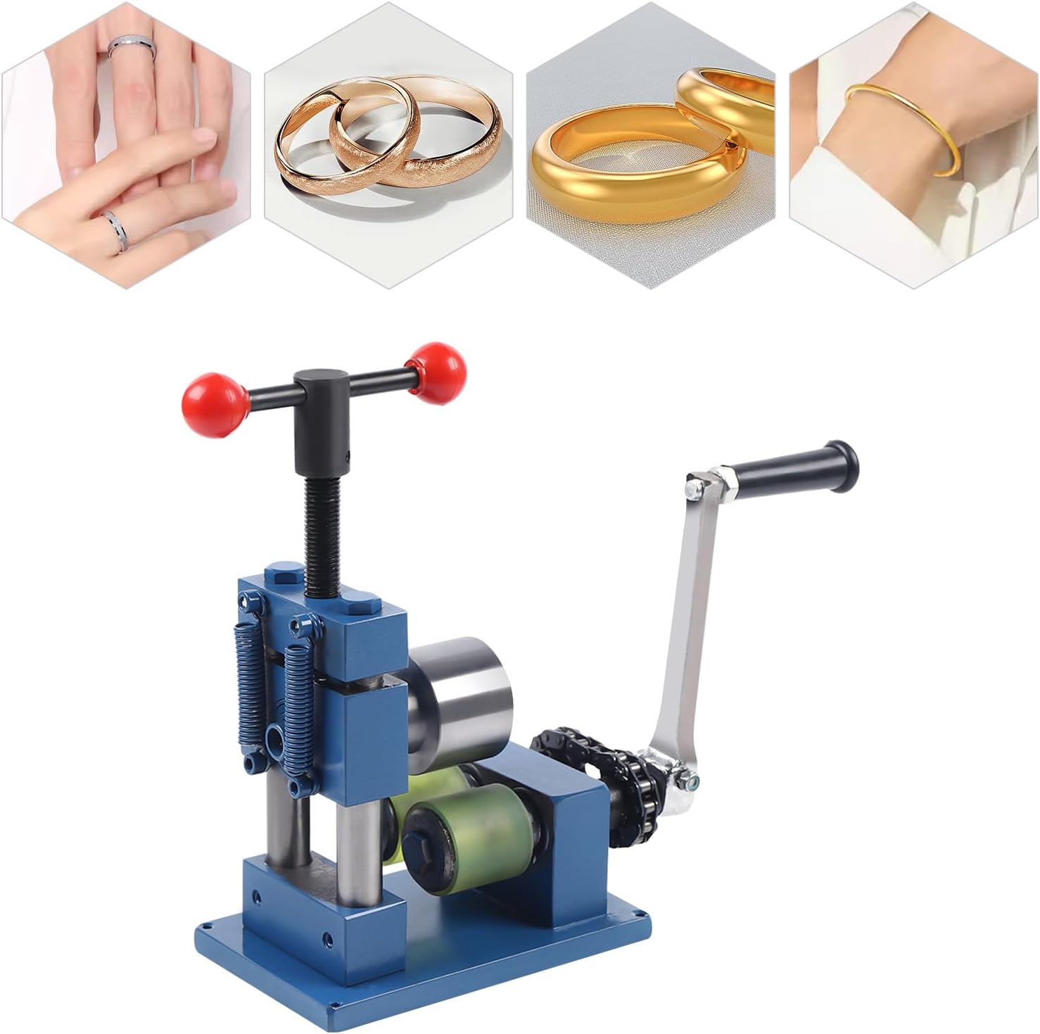 Hand-crank Ring Bending Machine, Adjustable Jewelry Rolling Mill, 2 In1 Multi-function Manual Combination Bracelet Press Bender, DIY Tool for Metal Jewelry Gold Silver Spoon Necklace Earring