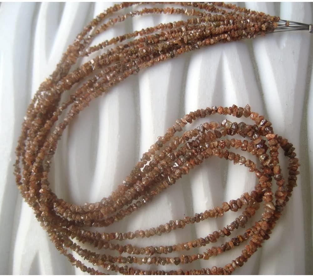 1.5-3mm Orange Rough Diamonds, Natural Raw Uncut Diamond Beads, Orange Raw Diamond Beads For Jewelry (4IN To 16IN Options) - TRD26, 3 MM-1.5 MM