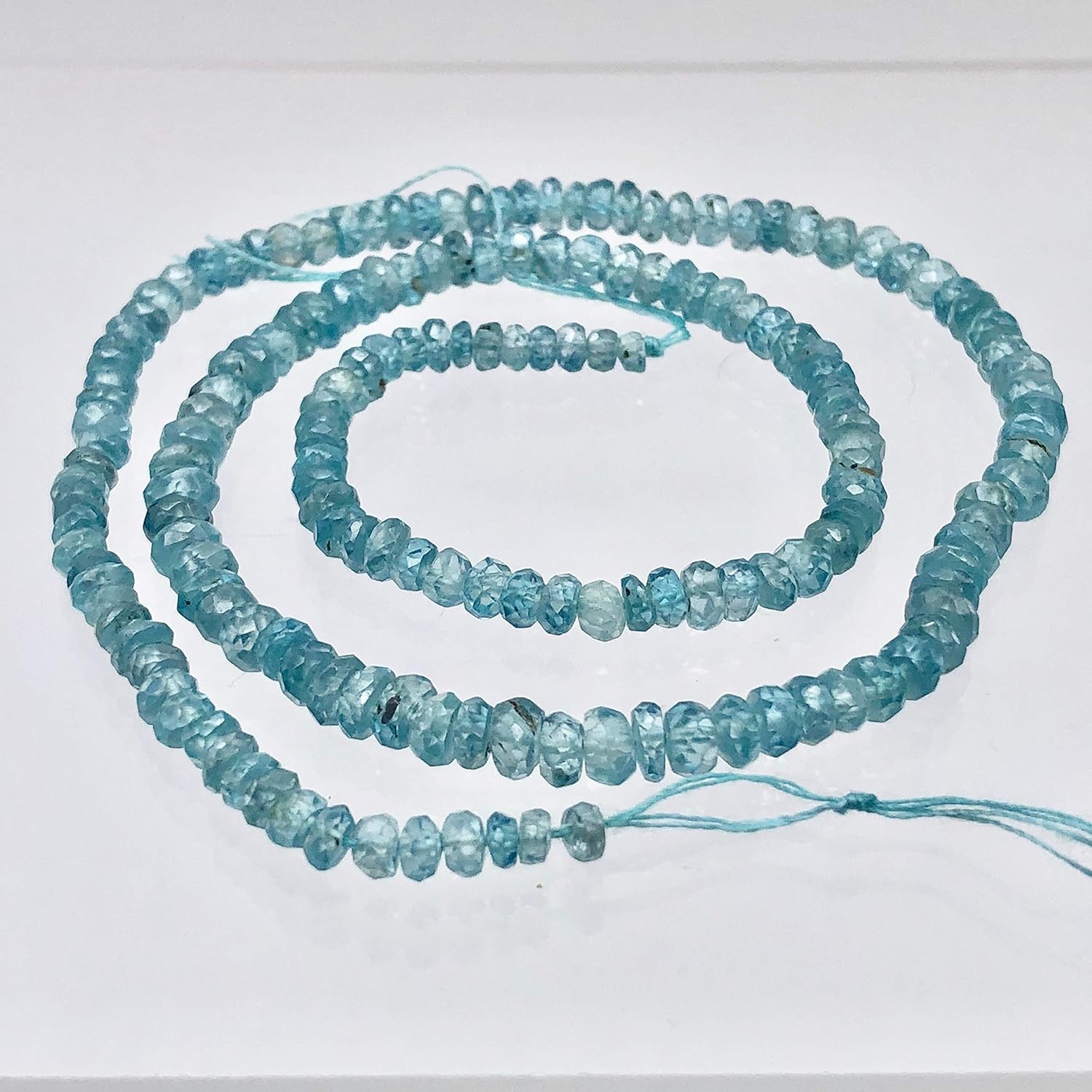 73.7cts Natural Blue Zircon 3x1.5-4x2.5mm Graduated Faceted Bead Strand 10844 for Jewelry Making